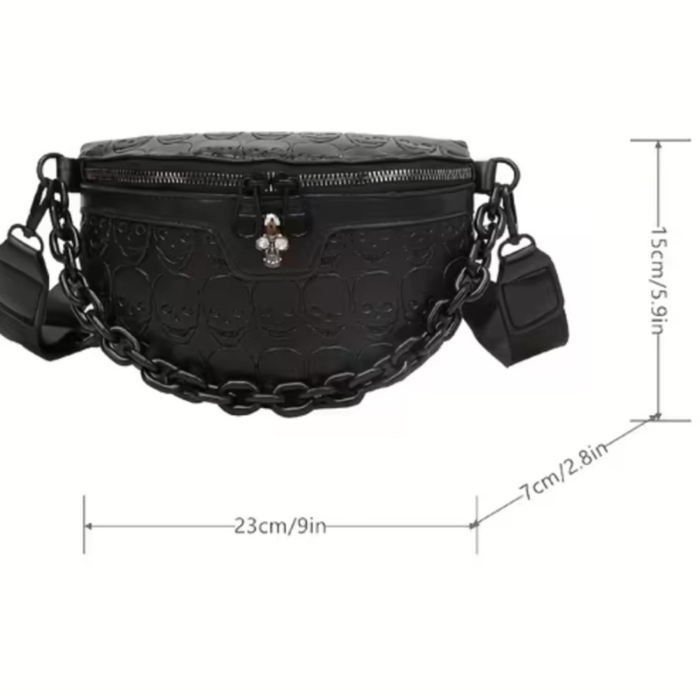 Black Skull Embossed Crossbody Bag - Picture 6 of 14